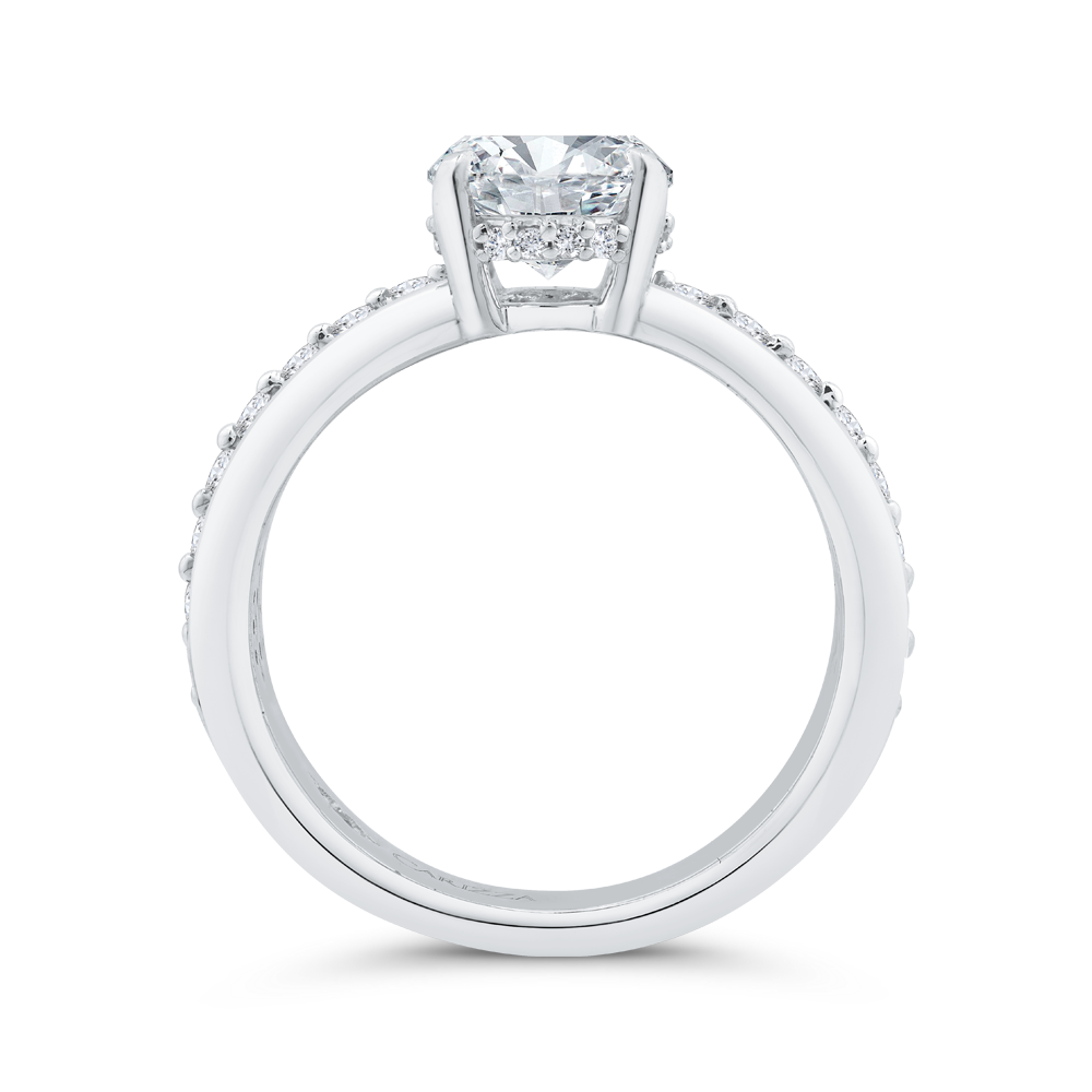 14K White Gold Oval Cut Diamond Engagement Ring (Semi-Mount)