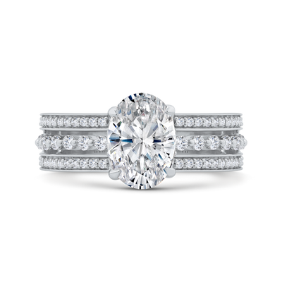 14K White Gold Oval Cut Diamond Engagement Ring (Semi-Mount)
