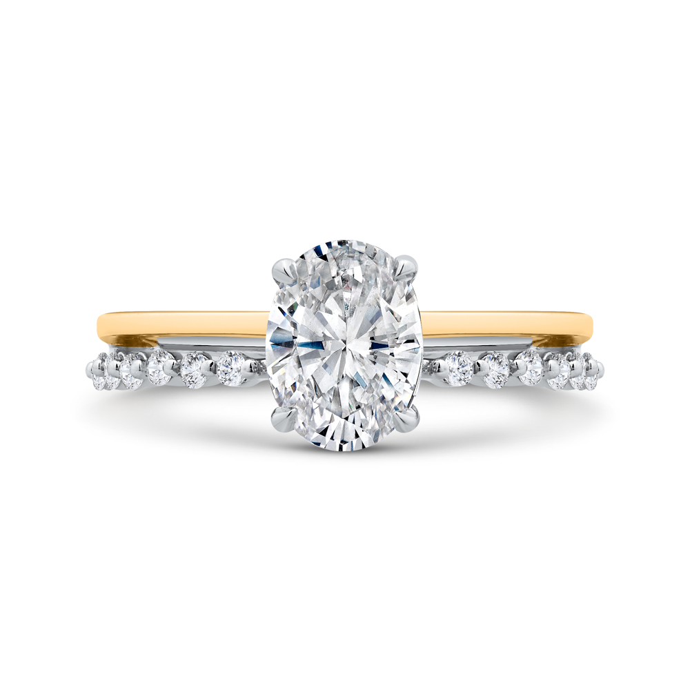 14K White Gold Oval Cut Diamond Engagement Ring (Semi-Mount)