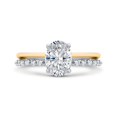 14K White Gold Oval Cut Diamond Engagement Ring (Semi-Mount)