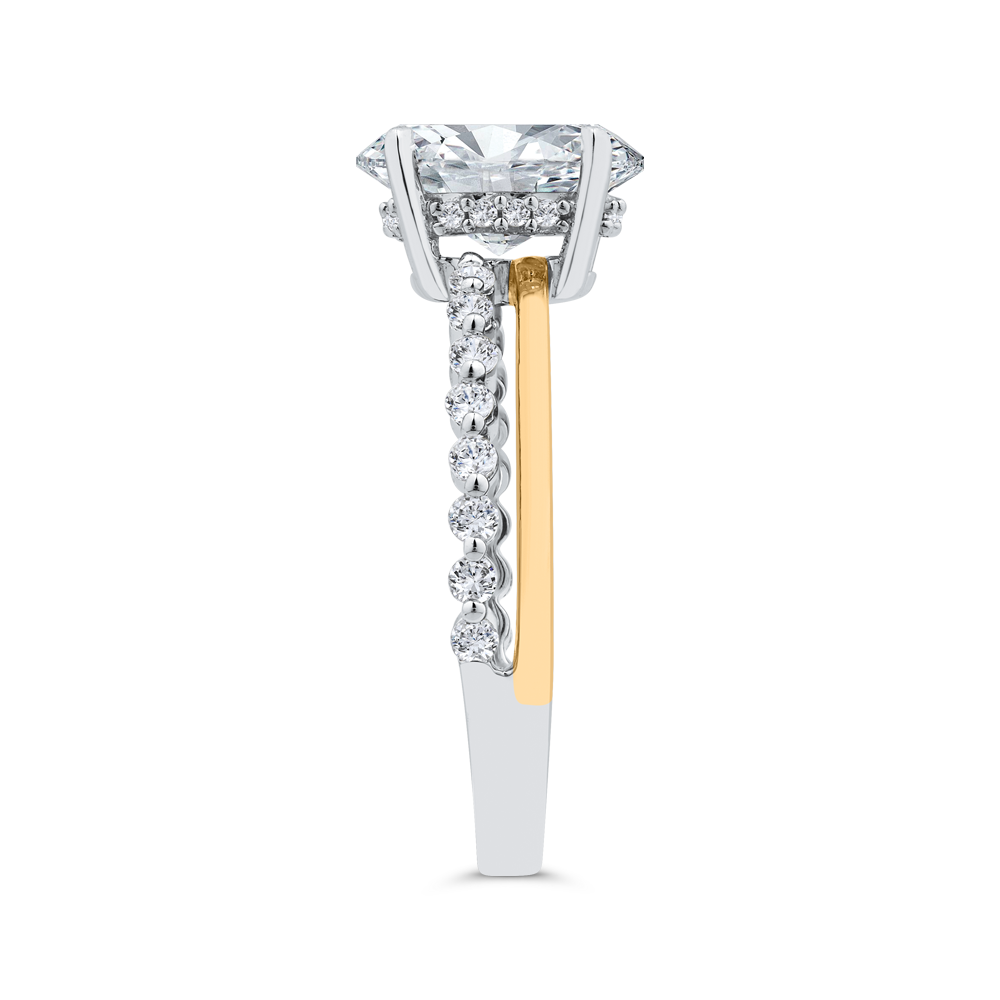 14K White Gold Oval Cut Diamond Engagement Ring (Semi-Mount)