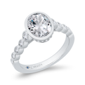 14K White Gold Oval Cut Diamond Engagement Ring (Semi-Mount)