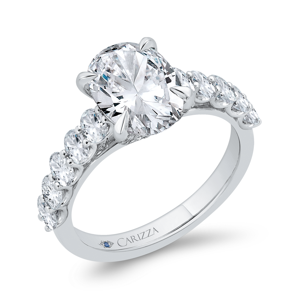14K White Gold Diamond Engagement Ring (Semi-Mount)