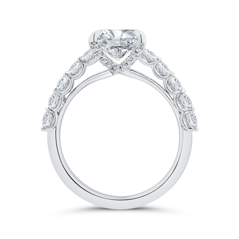 14K White Gold Diamond Engagement Ring (Semi-Mount)