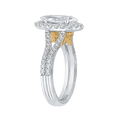 14K Two-Tone Gold Marquise Diamond Halo Vintage Engagement Ring with Split Shank (Semi-Mount)