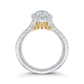14K Two-Tone Gold Marquise Diamond Halo Vintage Engagement Ring with Split Shank (Semi-Mount)