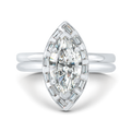 Marquise Cut Diamond Engagement Ring with Round Shank in 14K White Gold (Semi-Mount)