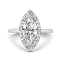 Marquise Cut Diamond Engagement Ring with Round Shank in 14K White Gold (Semi-Mount)