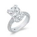 14K White Gold Radiant Diamond Three Row Engagement Ring (Semi-Mount)