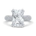 14K White Gold Radiant Diamond Three Row Engagement Ring (Semi-Mount)