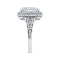 Radiant Diamond Halo Engagement Ring In 14K White Gold with Split Shank (Semi-Mount)