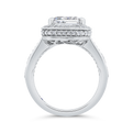 Radiant Diamond Halo Engagement Ring In 14K White Gold with Split Shank (Semi-Mount)