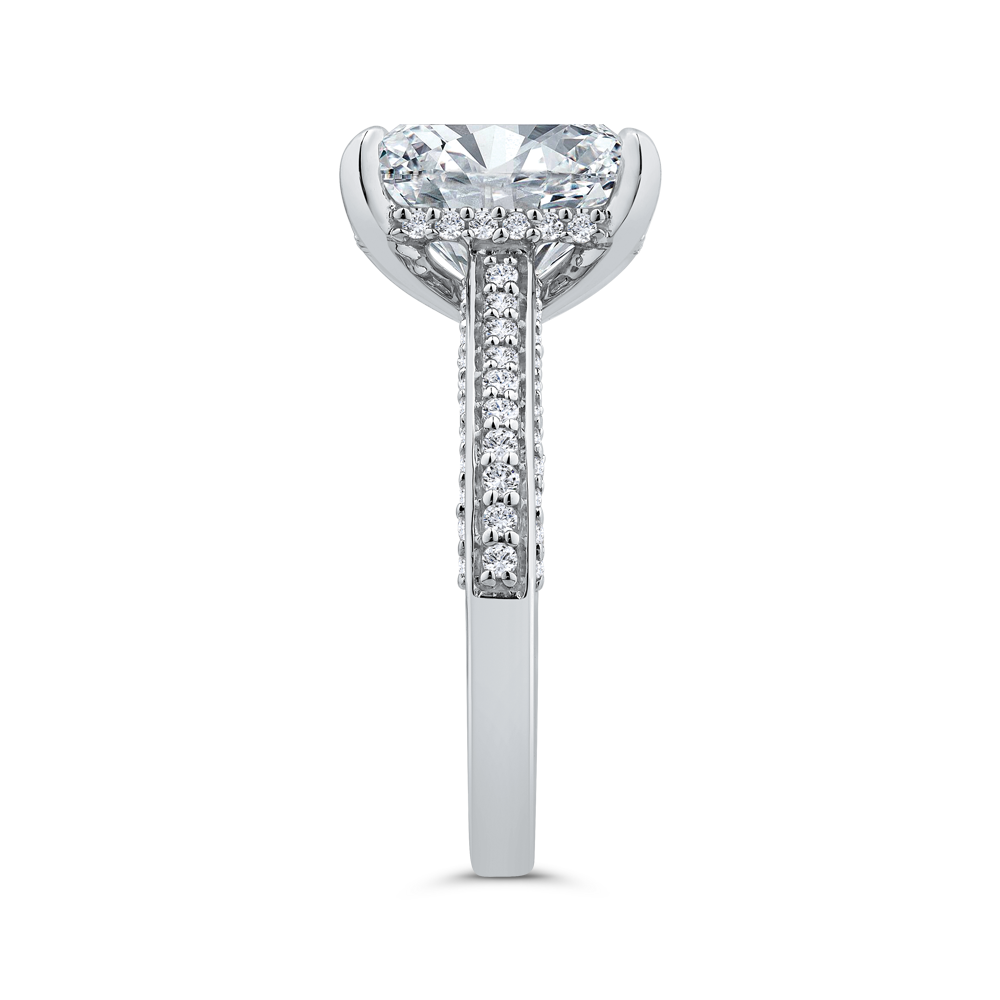 14K White Gold Radiant Diamond Solitaire Plus Engagement Ring  (Semi-Mount)