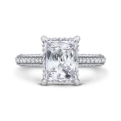 14K White Gold Radiant Diamond Solitaire Plus Engagement Ring  (Semi-Mount)