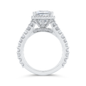 Radiant Diamond Halo Engagement Ring In 14K White Gold with Split Shank (Semi-Mount)