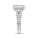 Radiant Diamond Halo Engagement Ring In 14K White Gold with Split Shank (Semi-Mount)