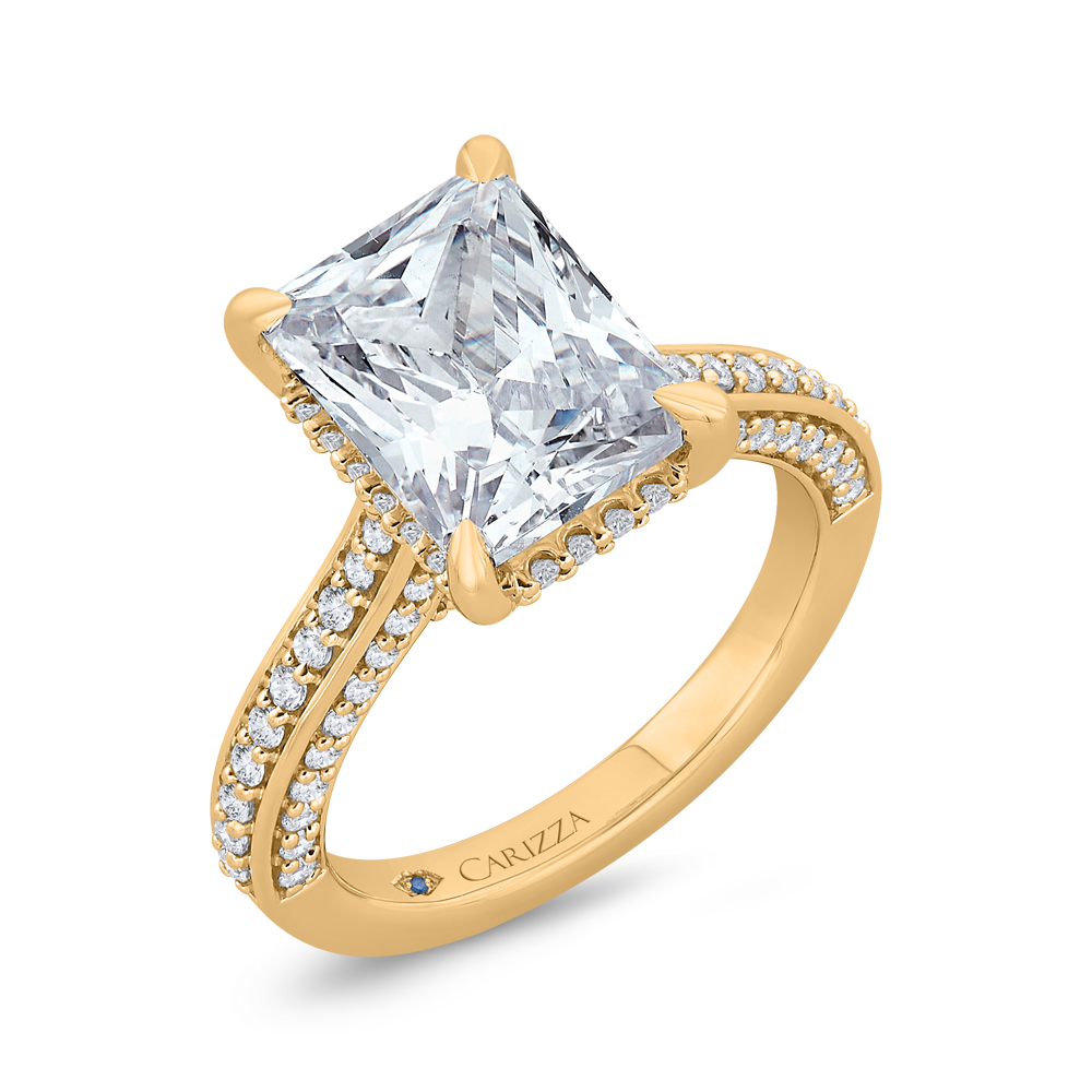 14K Yellow Gold Radiant Cut Diamond Engagement Ring (Semi-Mount)