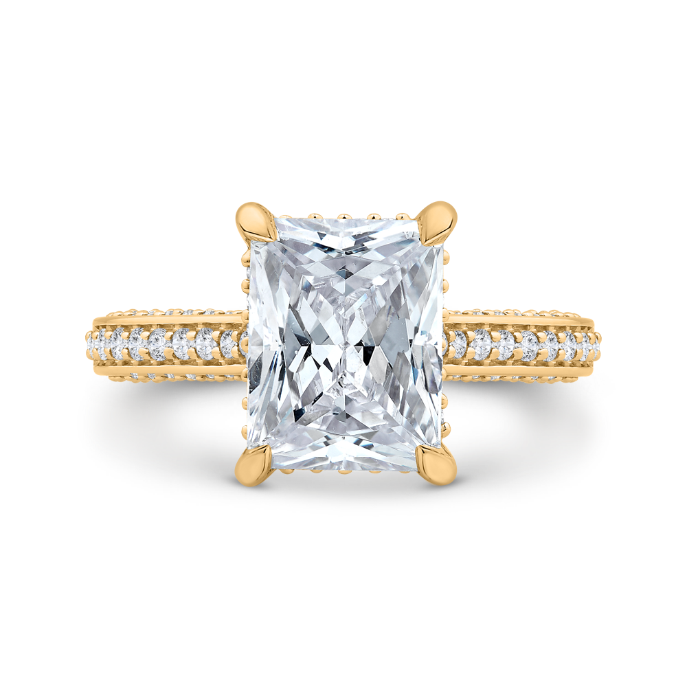 14K Yellow Gold Radiant Cut Diamond Engagement Ring (Semi-Mount)