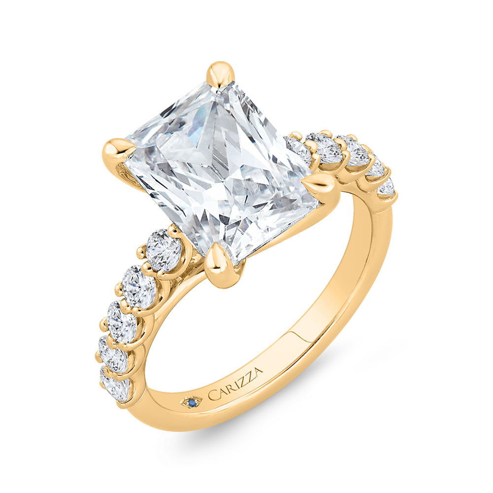 14K Yellow Gold Radiant Cut Diamond Engagement Ring (Semi-Mount)