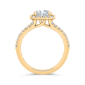 Radiant Diamond Halo Engagement Ring In 14K Yellow Gold with Split Shank (Semi-Mount)