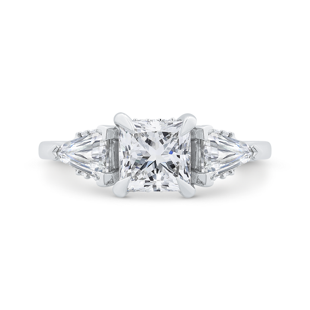 14K White Gold Radiant Cut Diamond Engagement Ring (Semi-Mount)