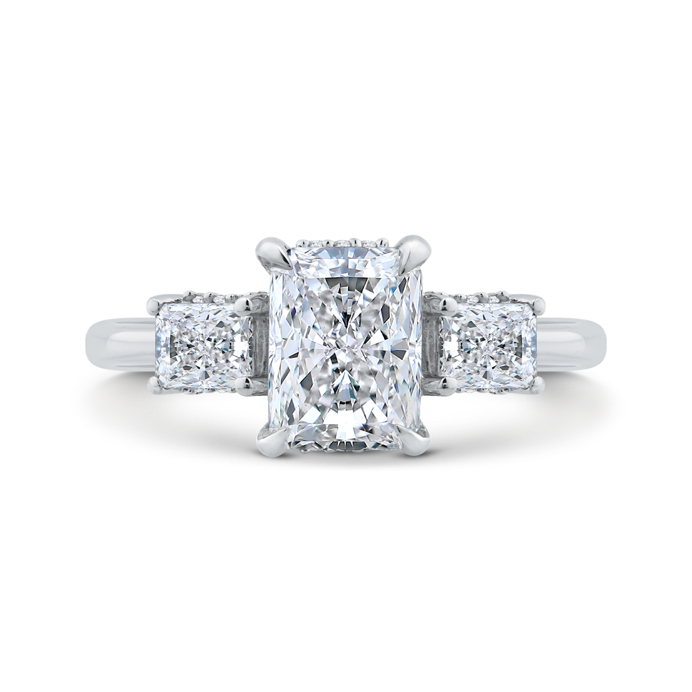 14K White Gold Radiant Cut Diamond Engagement Ring (Semi-Mount)