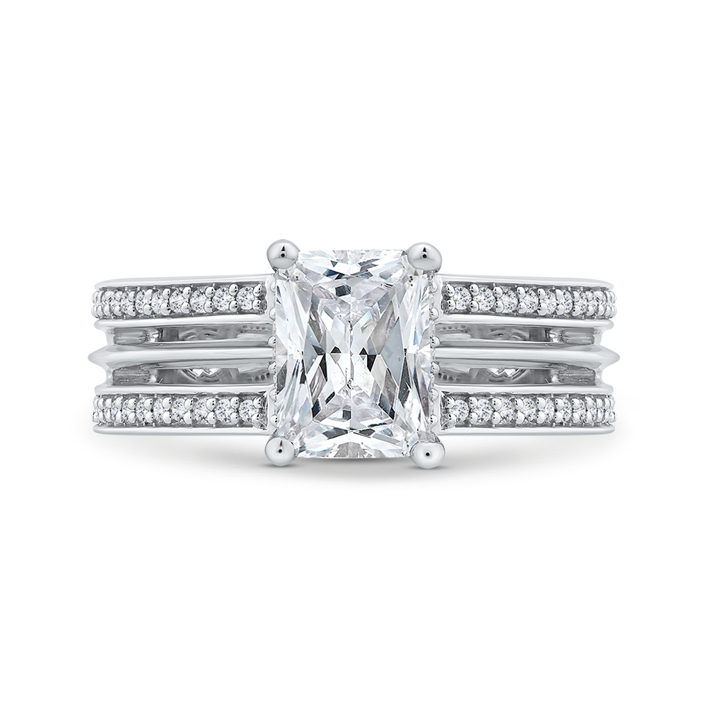 14K White Gold Radiant Cut Diamond Engagement Ring (Semi-Mount)