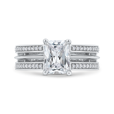 14K White Gold Radiant Cut Diamond Engagement Ring (Semi-Mount)