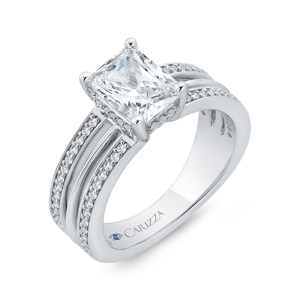 14K White Gold Radiant Cut Diamond Engagement Ring (Semi-Mount)