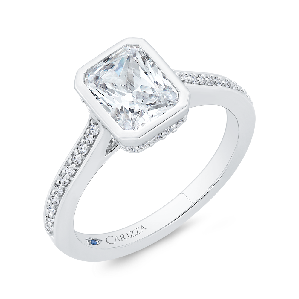 14K White Gold Radiant Cut Diamond Engagement Ring (Semi-Mount)