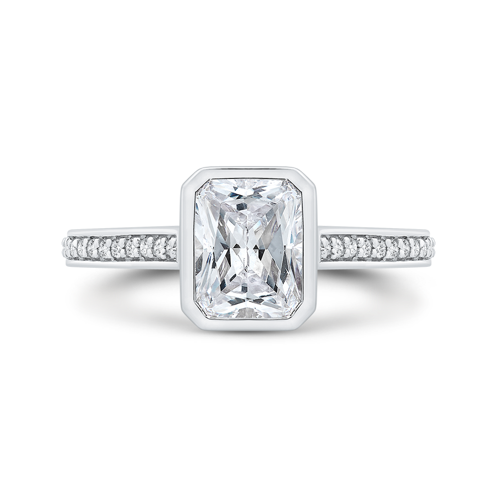 14K White Gold Radiant Cut Diamond Engagement Ring (Semi-Mount)