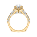 Cushion Cut Split Shank Diamond Halo Engagement Ring in 14K Yellow Gold (Semi-Mount)