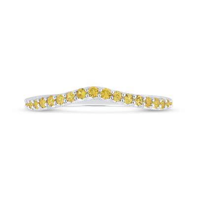 Yellow Diamond Half-Eternity Wedding Band in 14K White Gold
