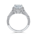Split Shank Cushion Cut Diamond Halo Engagement Ring in 14K White Gold (Semi-Mount)