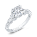 Cushion Cut Diamond Engagement Ring with Bezel Set in 14K White Gold (Semi-Mount)