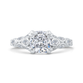 Cushion Cut Diamond Engagement Ring with Bezel Set in 14K White Gold (Semi-Mount)