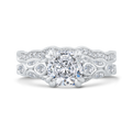 Cushion Cut Diamond Engagement Ring with Bezel Set in 14K White Gold (Semi-Mount)