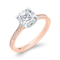 14K Two Tone Gold Cushion Cut Diamond Engagement Ring (Semi-Mount)