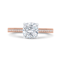14K Two Tone Gold Cushion Cut Diamond Engagement Ring (Semi-Mount)