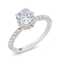 14K Two Tone Gold Cushion Cut Diamond Engagement Ring (Semi-Mount)