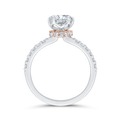 14K Two Tone Gold Cushion Cut Diamond Engagement Ring (Semi-Mount)