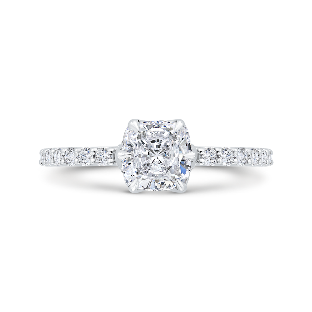 14K Two Tone Gold Cushion Cut Diamond Engagement Ring (Semi-Mount)