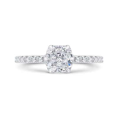 14K Two Tone Gold Cushion Cut Diamond Engagement Ring (Semi-Mount)