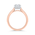 14K Two Tone Gold Cushion Cut Diamond Solitaire Engagement Ring (Semi-Mount)