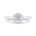 14K Two Tone Gold Cushion Cut Diamond Solitaire Engagement Ring (Semi-Mount)