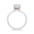 14K Two Tone Gold Cushion Cut Diamond Solitaire Engagement Ring (Semi-Mount)