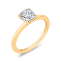 14K Yellow Gold Cushion Cut Diamond Solitaire Engagement Ring (Semi-Mount)