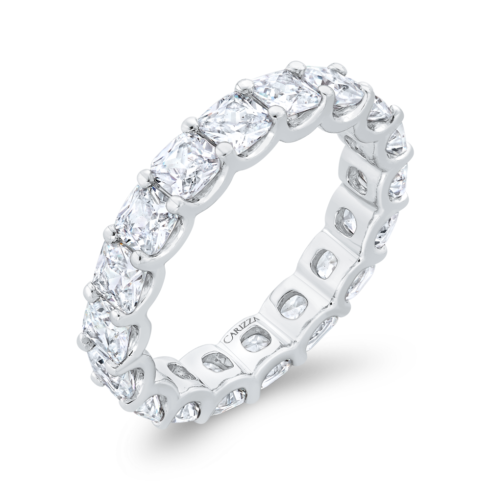 14K White Gold with Cushion Diamond Eternity Ring