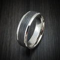 Tantalum and Bark Textured 14K White Gold Men's Ring