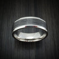 Tantalum and Bark Textured 14K White Gold Men's Ring